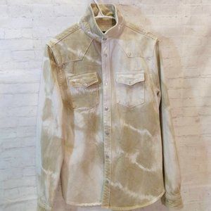 NWT Men's Zara Tie Dye Tan/White Denim Jacket Size S